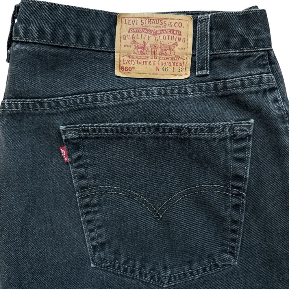 Vintage Levi’s 560‎ Men’s Size 46x32 Black Denim Tapper Leg Y2K Faded Red Tab